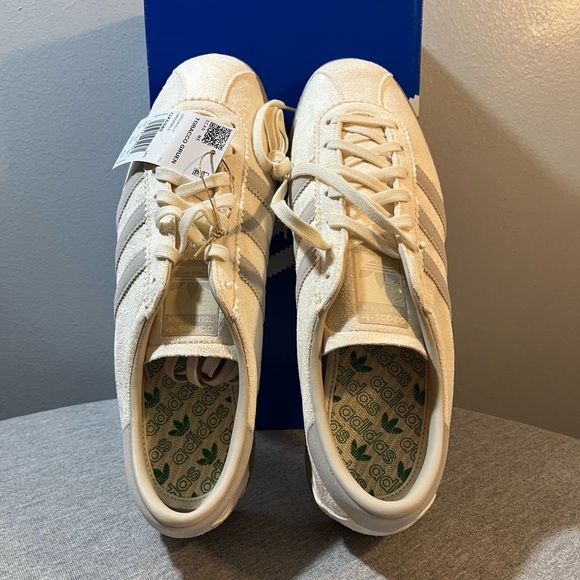 Adidas Tobacco Gruen Cream Bliss White Suede Sneakers Men's Size 10 GX6940 - Picture 8 of 10
